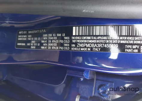 2024 Maserati Grecale Modena z USA, uszkodzony, nr VIN ZN6PMDBA3R7450499